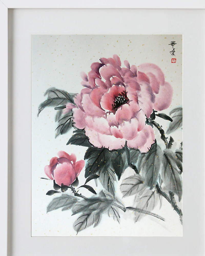 Картина Розовый пион, 40x50 в раме лето