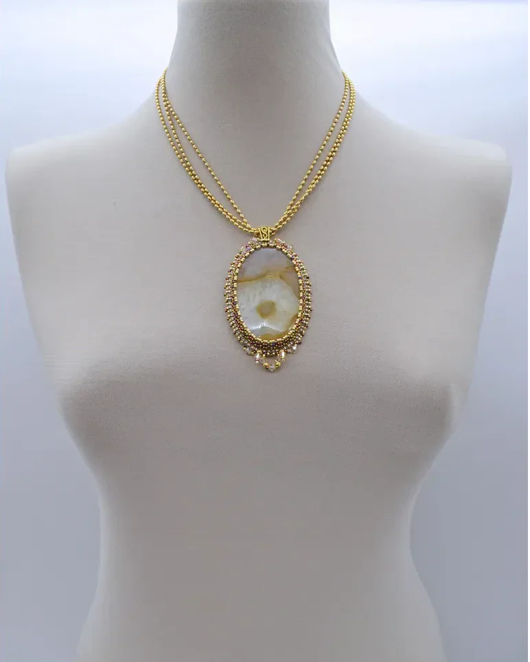 Авторский кулон с агатом и Swarovski