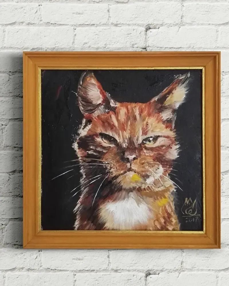 Рыжий кот. Картина маслом 15×15 см — 15×15 см