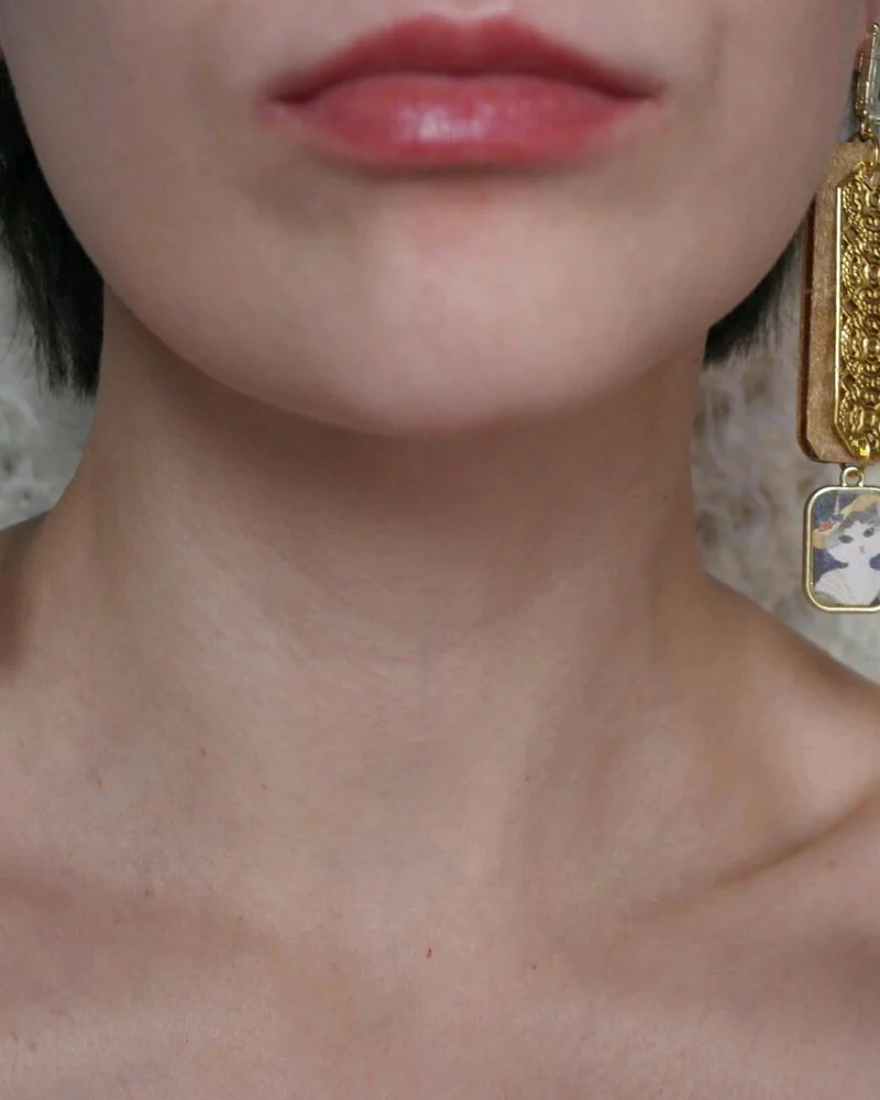 Серьги с кошкой, золотистые — Серьги с кошкой, золотистые