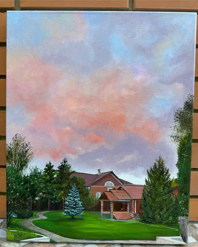 Картина маслом, пейзаж, закат 40×50 см — Оригинал