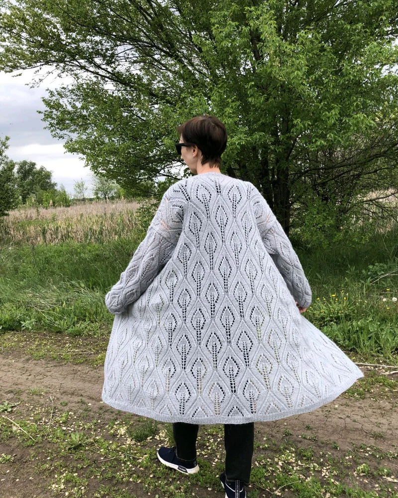 Фиолетовый Женский кардиган — Ажурный кардиган