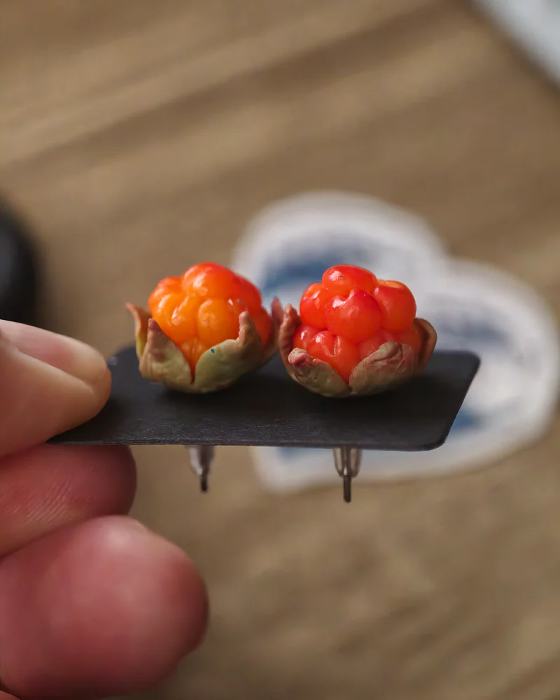 серьги Морошка из полимерной глины