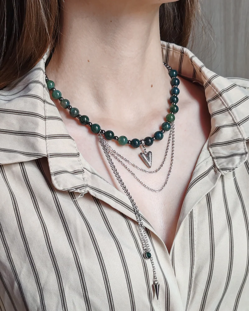 Сет украшений из Мохового Агата