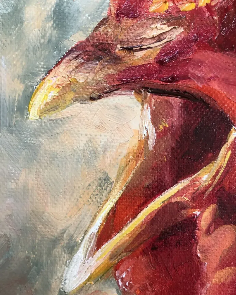 Петух. Картина маслом 20×20 см — 20×20 см