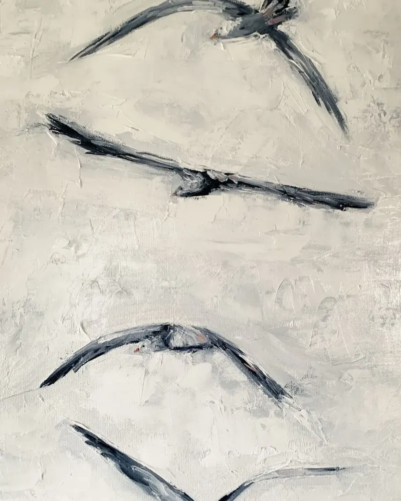 Чайки. Картина маслом 30×60 см — 30×60 см
