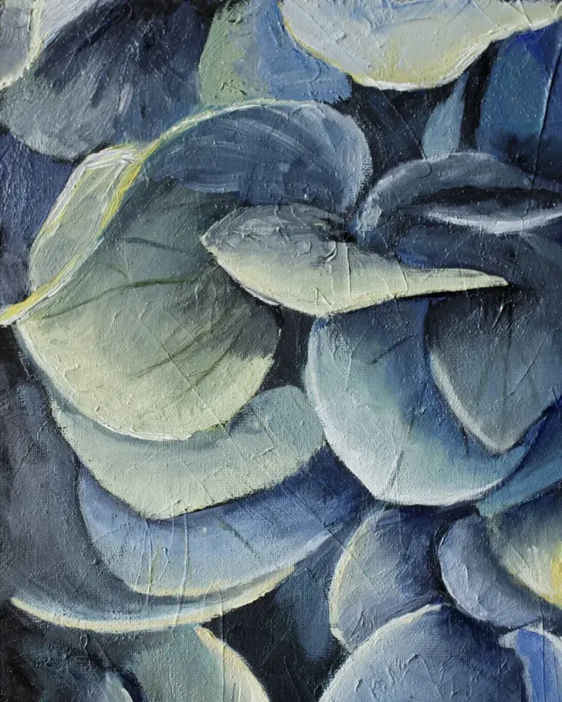 Картина маслом «Голубая гортензия» — Масло, 20×30 см