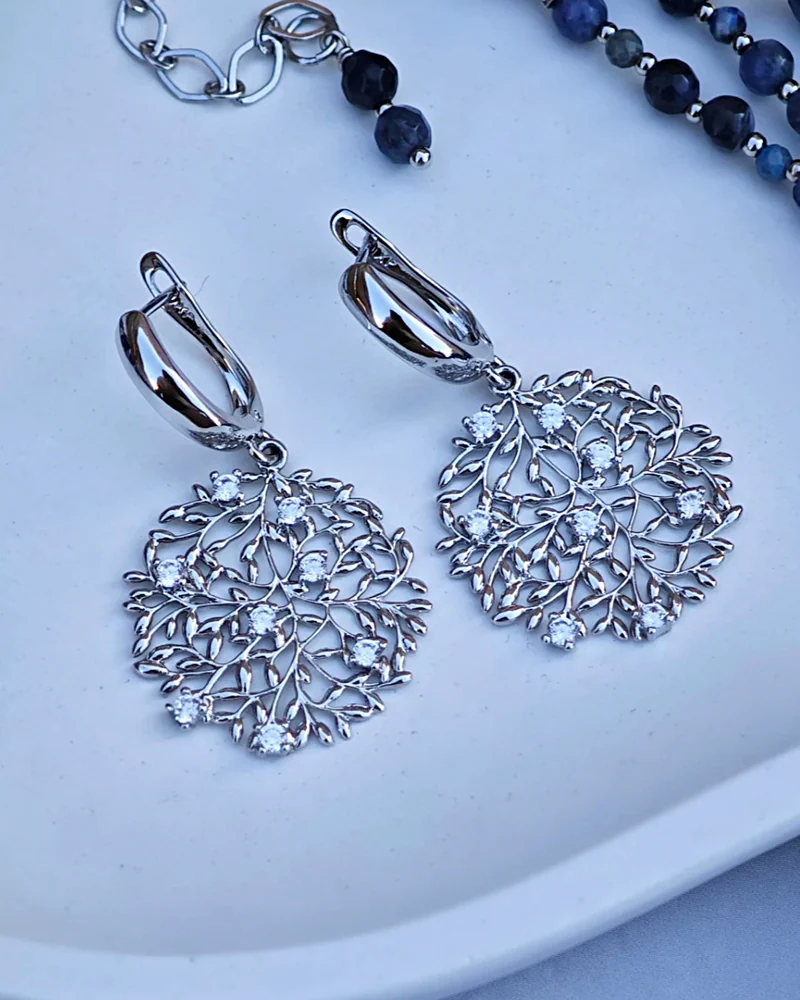 Серьги к колье из содалита и лазурита