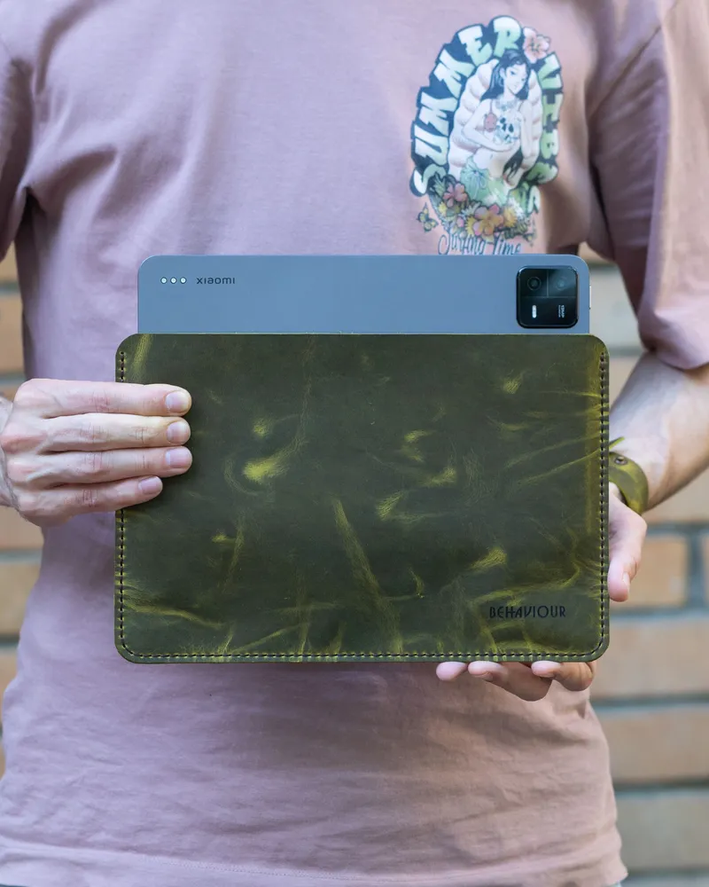 Кожаный чехол для планшета Xiaomi Pad 6 горизонтальный — Лайм