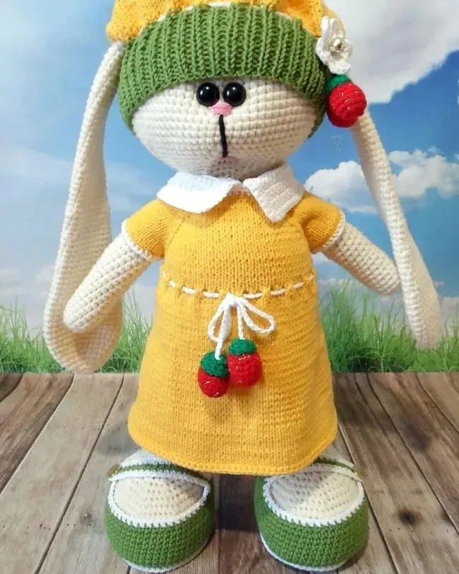 Заяц тильда, вязаная интерьерная игрушка ручной работы,14+