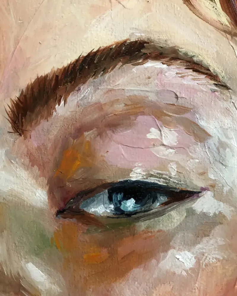 Девушка и яблоко. Картина маслом 40×50 см — 40×50 см