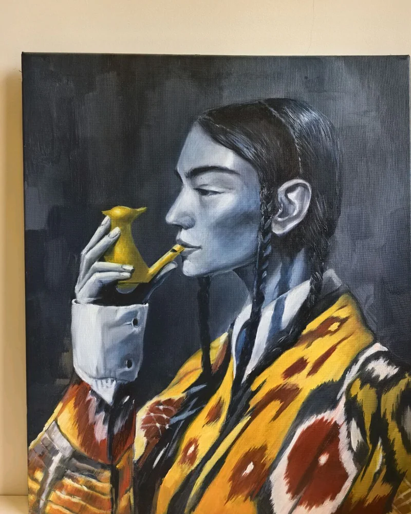Картина маслом "Девушка с косичками", 50х60см