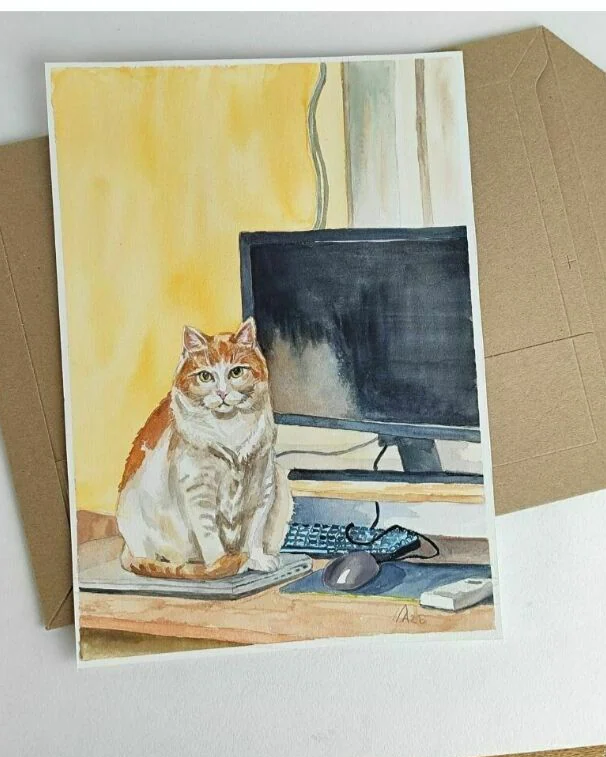 Картина с котиком 21 на 29.7 см