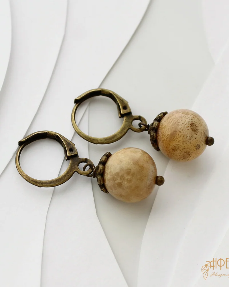 Серьги с окаменелым Кораллом