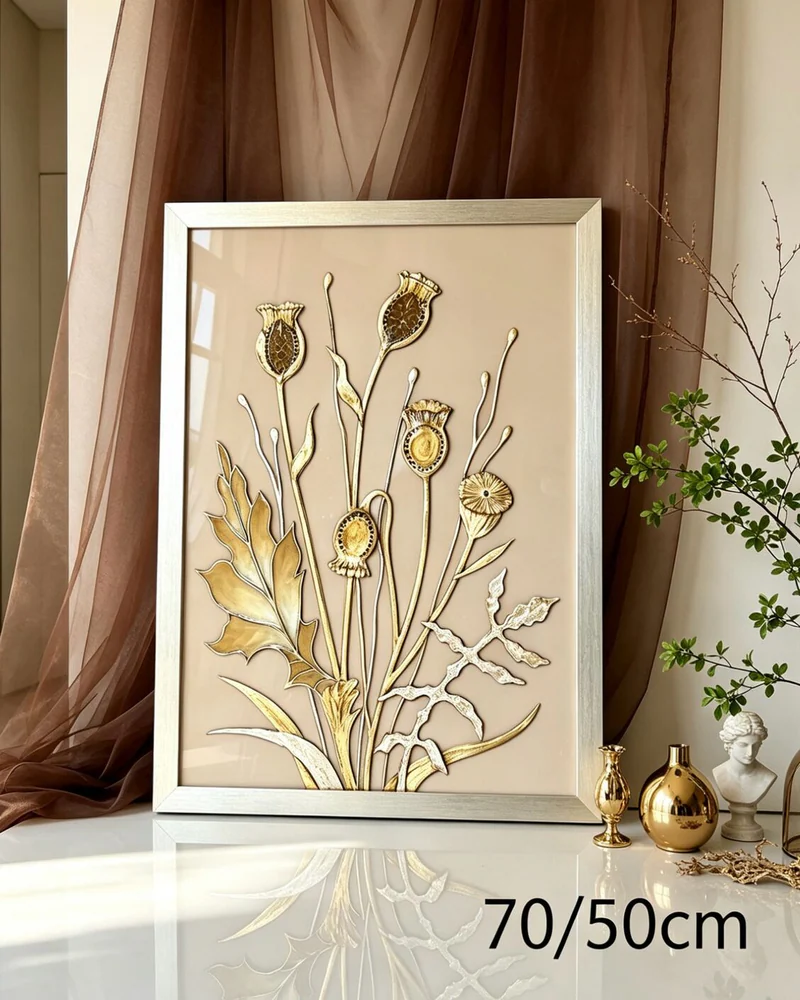 Картина «Маки», 50×70 см, на капучиновом фоне
