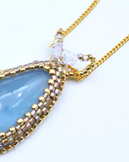 Подвеска ручной работы с аквамарином и Swarovski