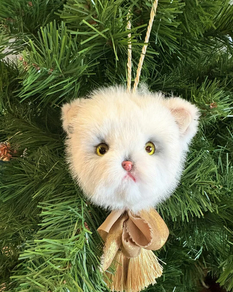 Котёнок — ёлочная и интерьерная игрушка, белый — Основной