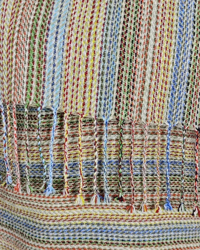 Кашемировый палантин ручного ткачества, разноцветный полосатый, 55×196 см