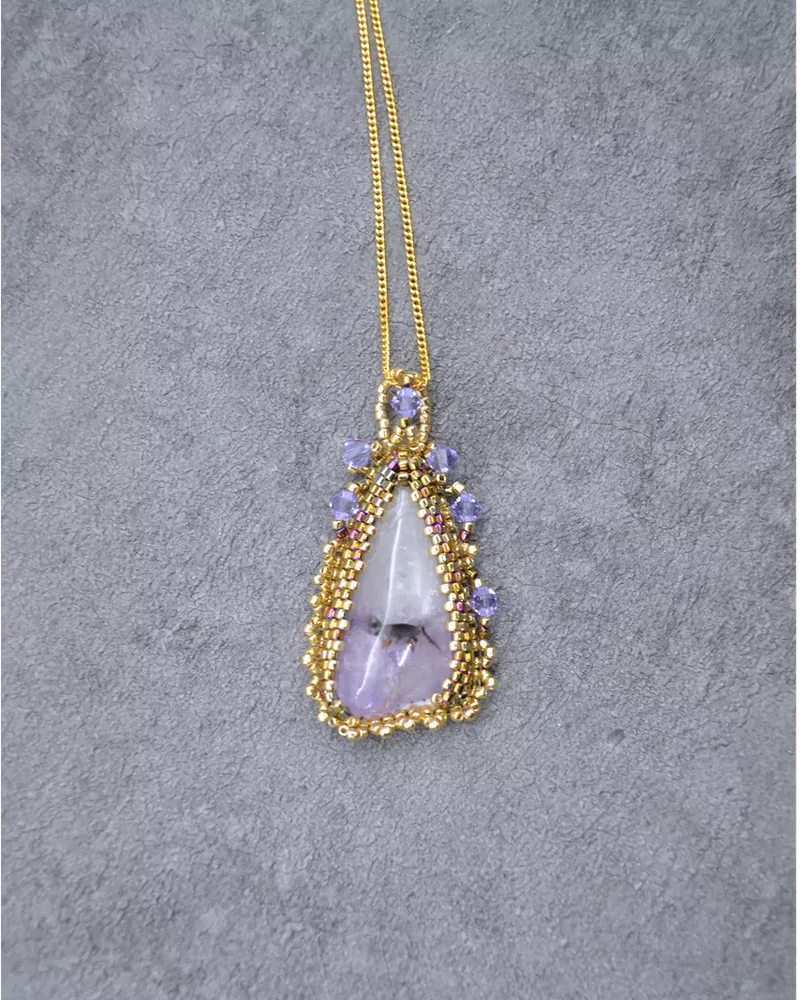 Подвеска ручной работы с аметистом и Swarovski