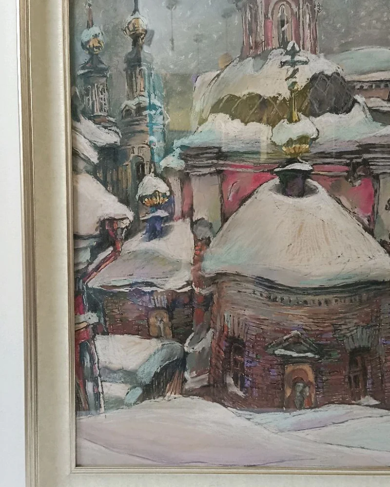 Картина сухой пастелью Церковь Николы Чудотворца Подкопаев на Рождеств