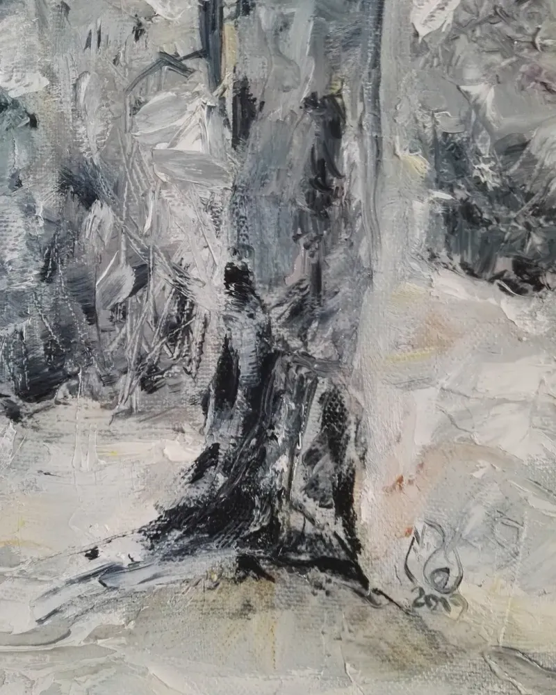 Зимнее солнце. Картина маслом 30×60 см — 30×60 см