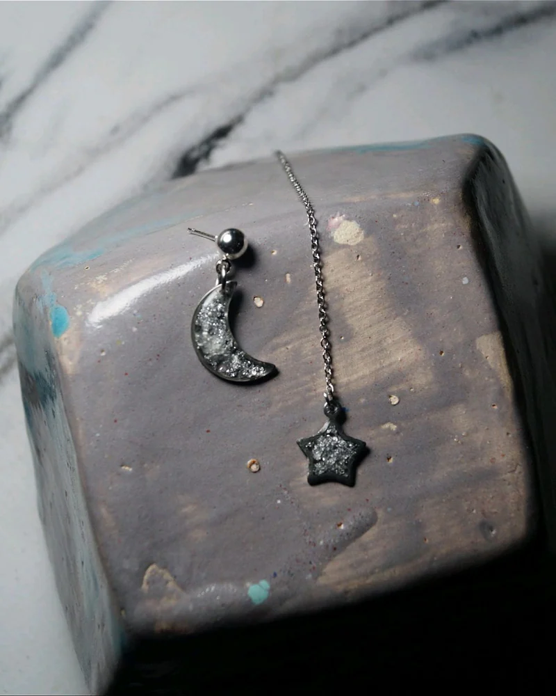 Серьги асимметричные "Луна и звезда"