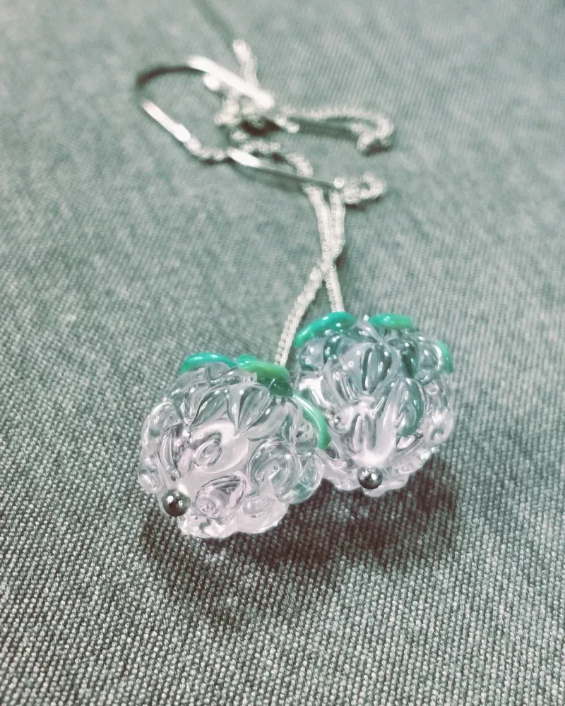 Серьги «Малинки» из стекла — Хрустальные