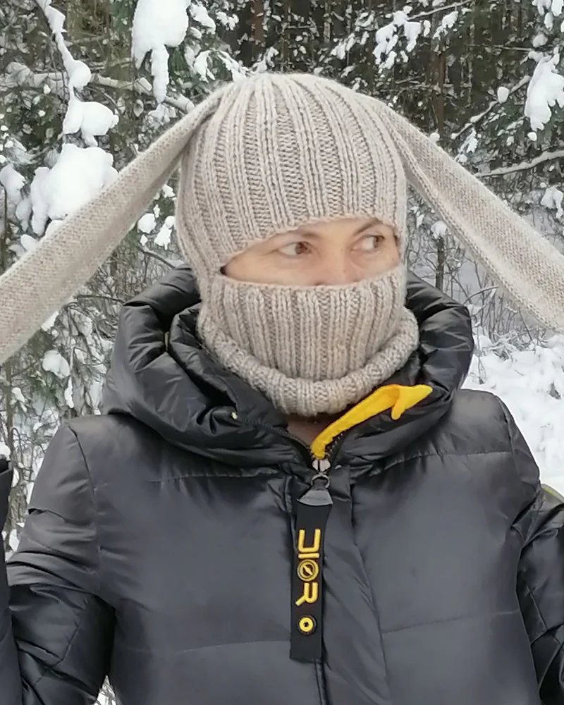Балаклава вязаная Кроличьи уши