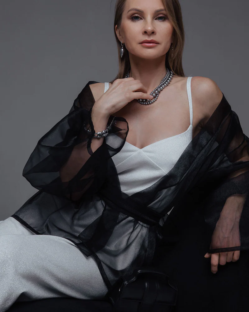 Жакет и комбинация из органзы и трикотажа
