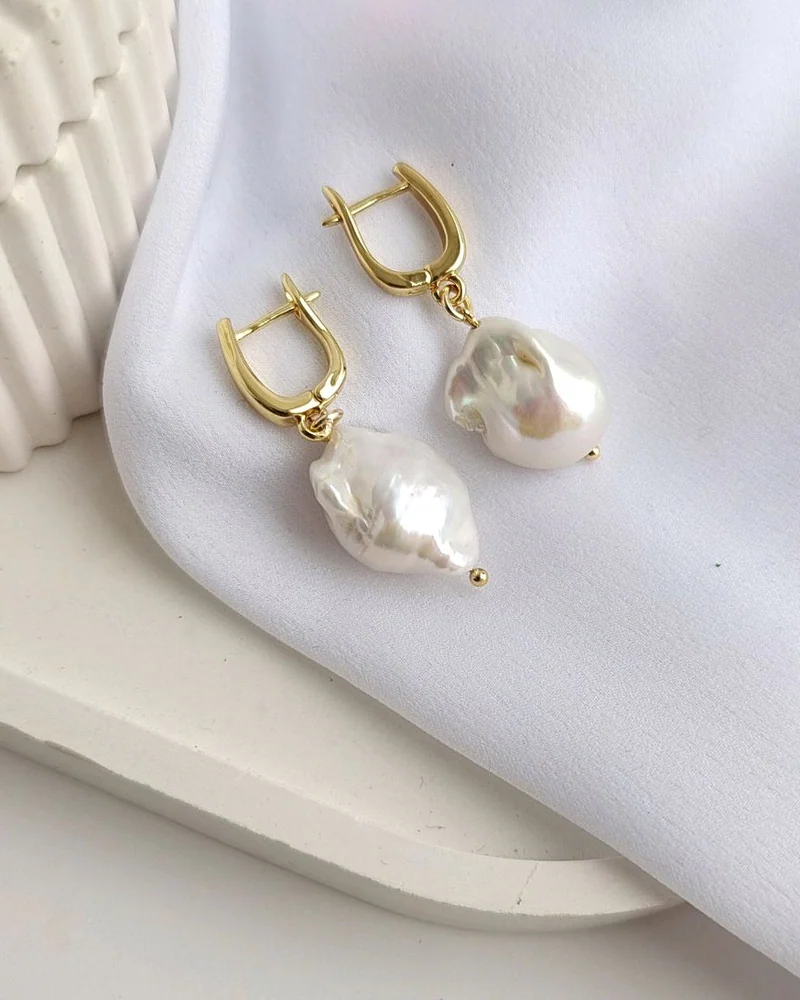 Серьги с барочным культивированным жемчугом