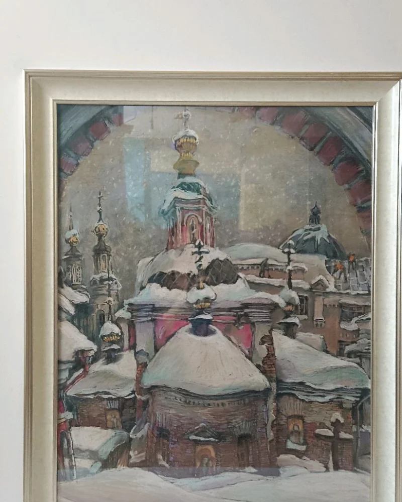 Картина сухой пастелью Церковь Николы Чудотворца Подкопаев на Рождеств