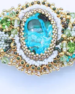 Заколка с хризоколлой и Swarovski ручной работы