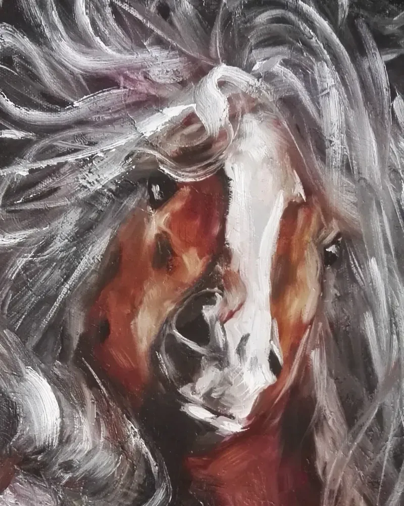 Пара лошадей. Картина маслом 50×70 см — 50×70 см