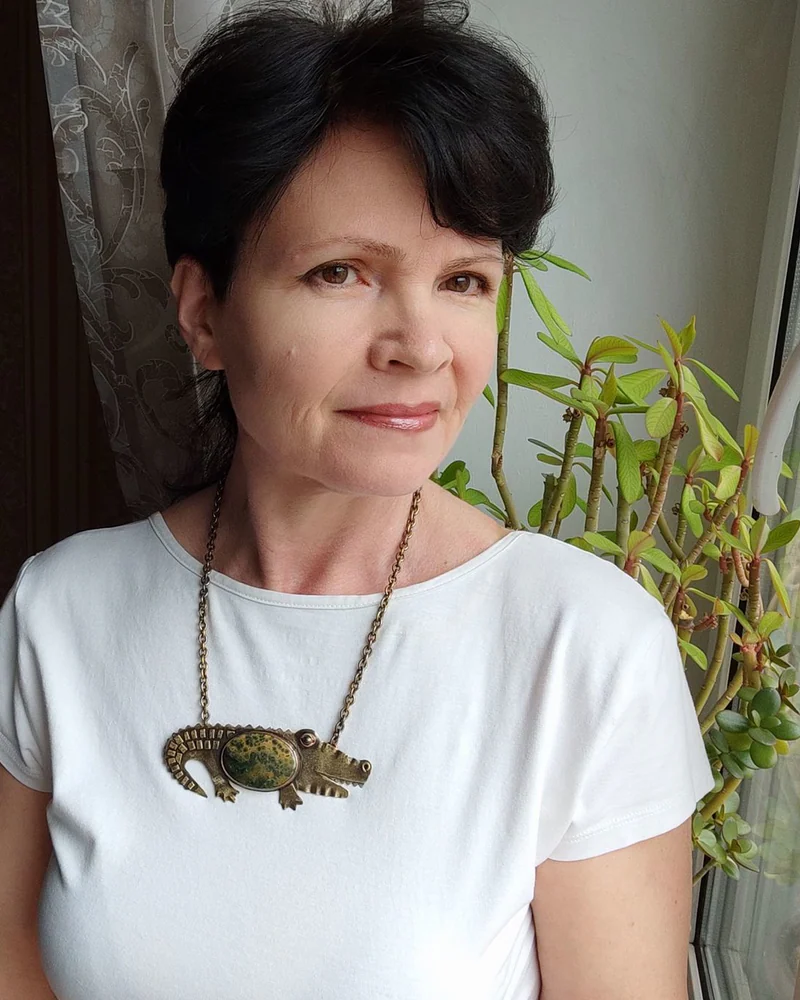 Колье"Crocodile" океаническая яшма, латунь
