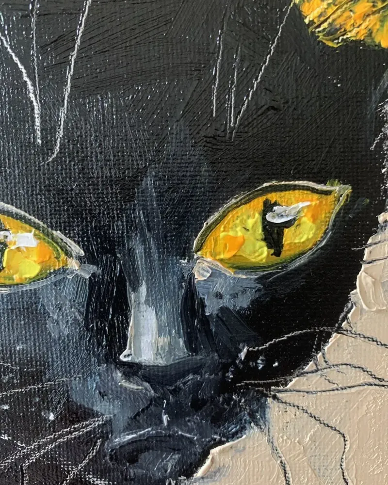 Кошечка. Картина маслом 20×20 см — 20×20 см