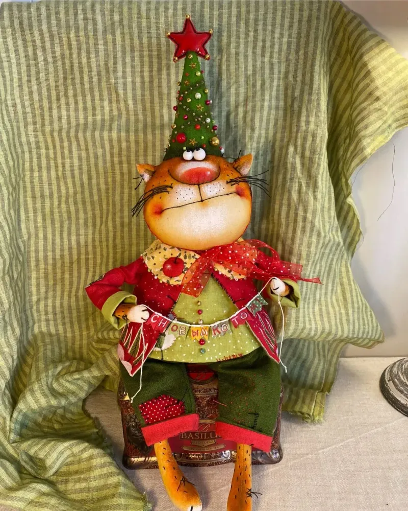 Новогодний кот «С Новым Котом», текстильная кукла, 40 см