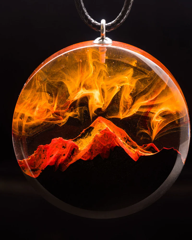 Кулон из дерева и эпоксидной смолы "Volcano" — Основной вариант