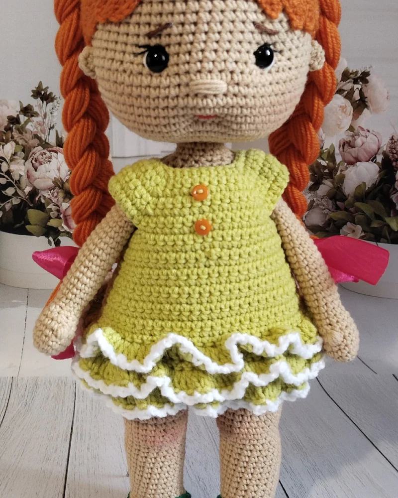 Амигуруми куклы и игрушки: Кукла Даша рыжая