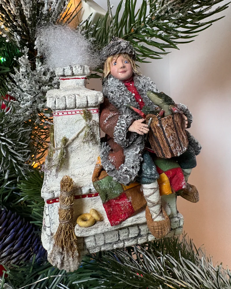 Емеля на печи. Елочная игрушка ручной работы
