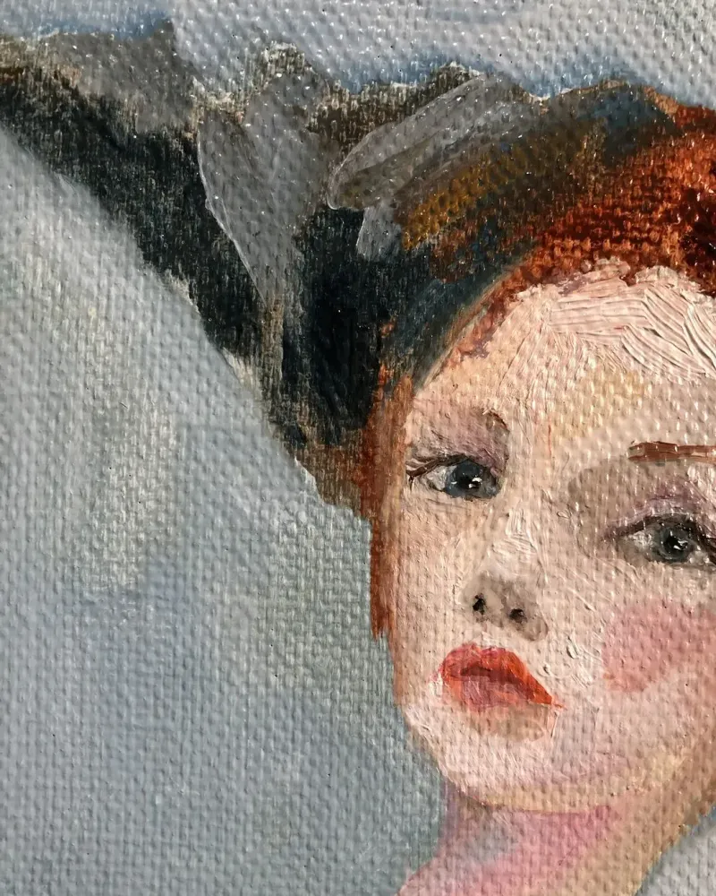 Девушка и кошка. Картина маслом 30×40 см — 30×40 см