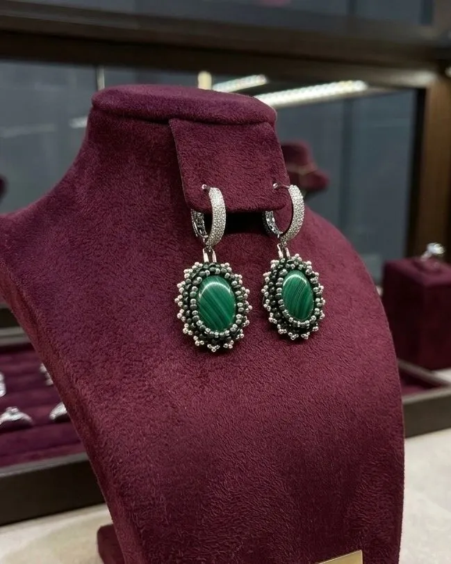 Серьги с малахитом