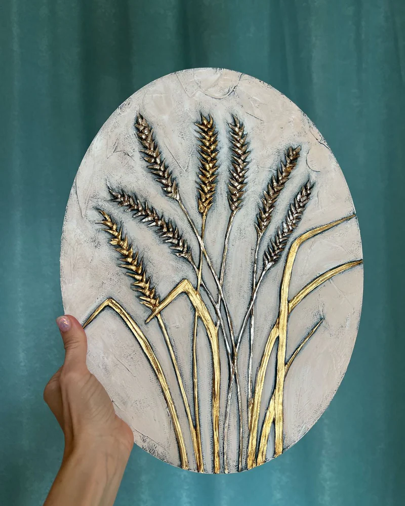 Картина «Золотые колосья» овал, 40×30 см