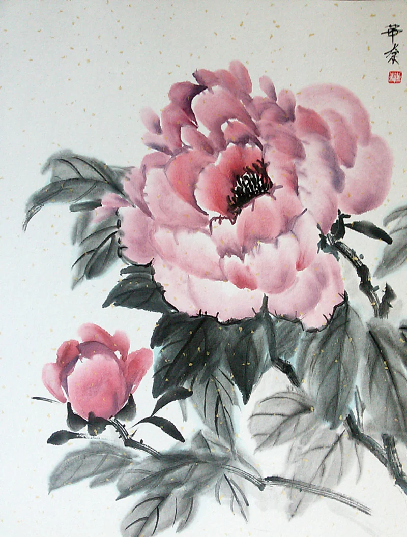 Картина Розовый пион, 40x50 в раме лето