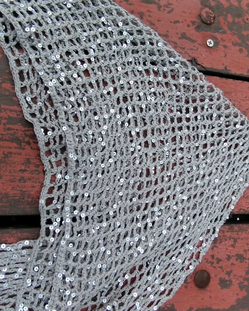 Косынка ажурная из хлопка с пайетками — Основной