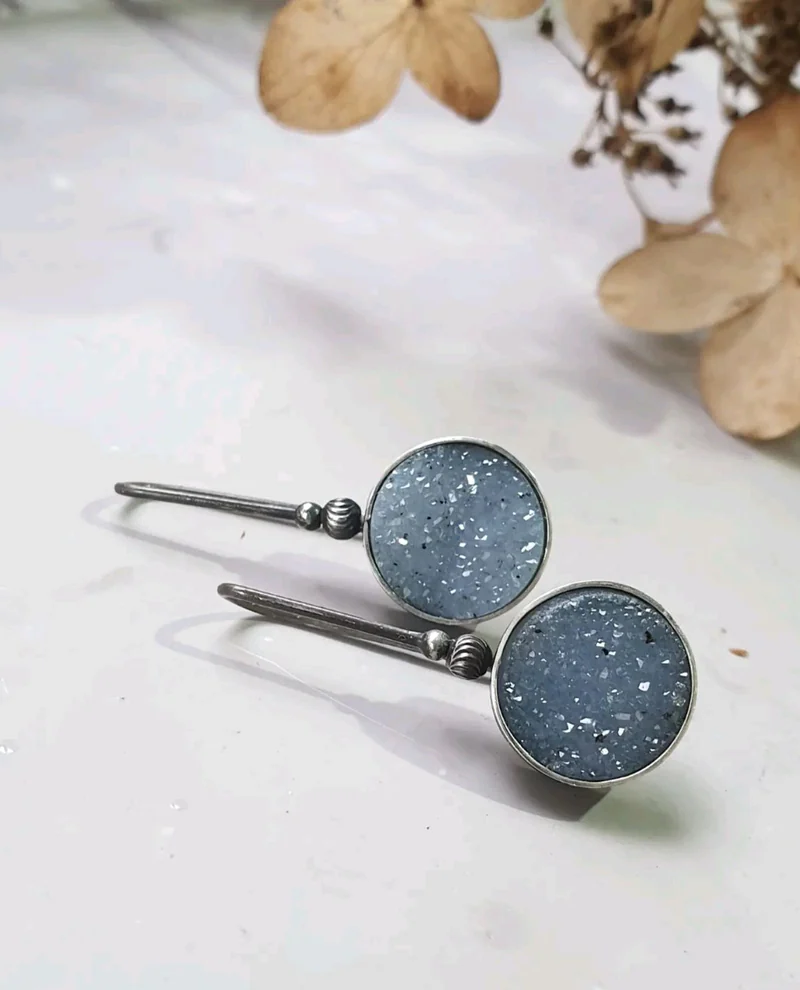 Серьги с кварцевыми щёточками