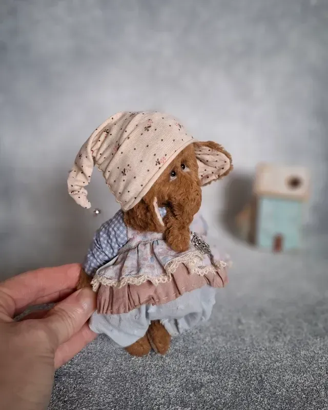 Слонёнок Тедди Мишель, коричневый, 16 см