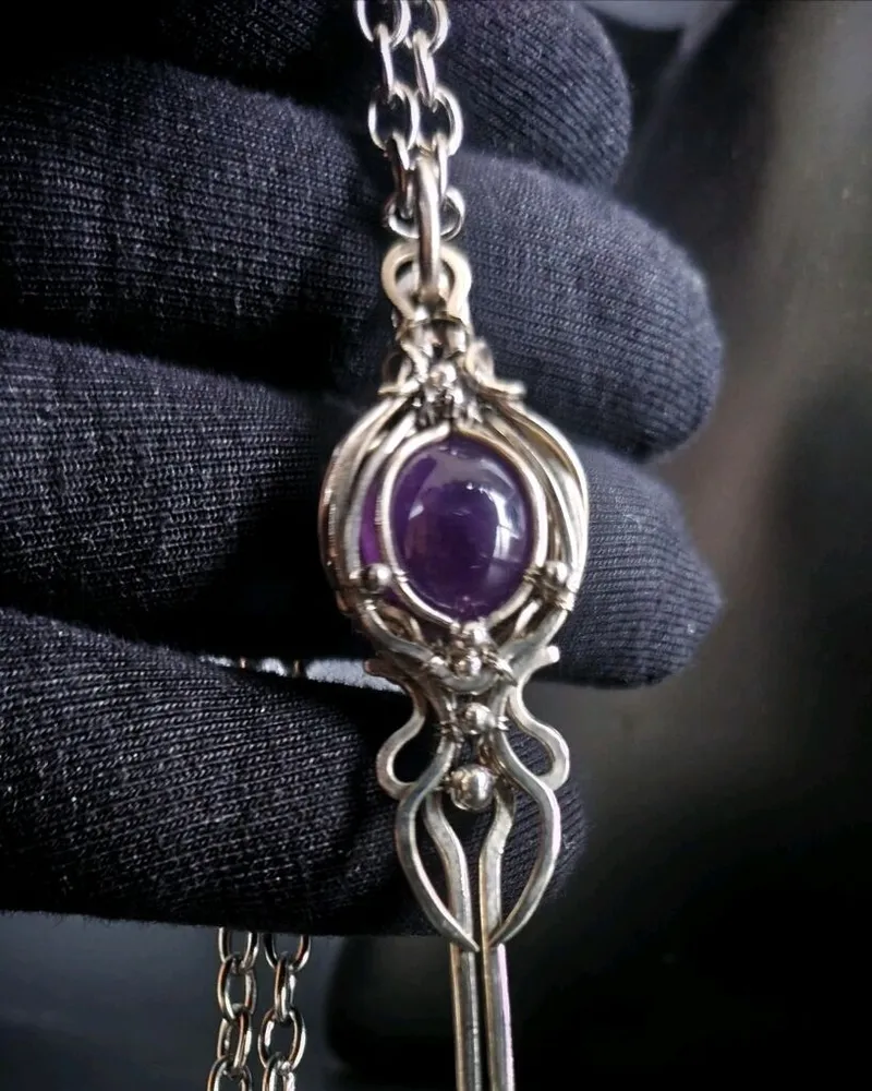 Кулон-ключ «Magic Key» с камнем — Фиолетовый, Аметист 1
