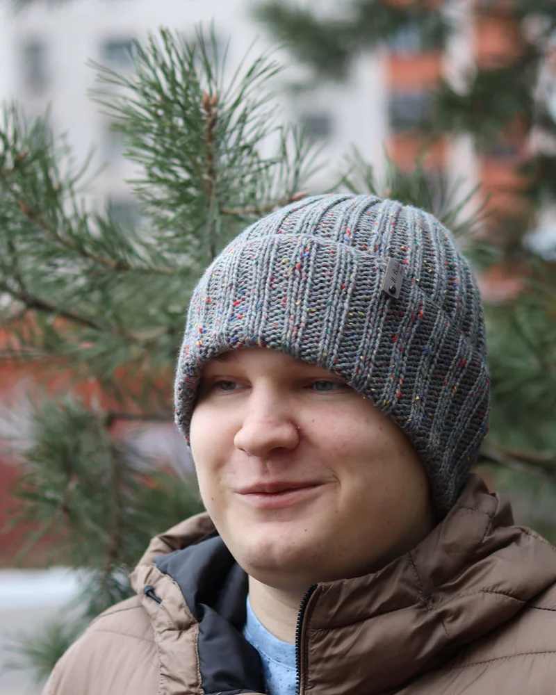 Шапка мужская твидовая, Универсальная вязаная шапка