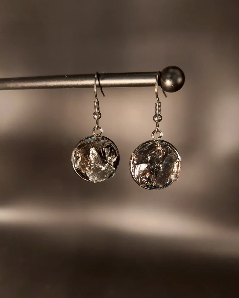Серьги с обсидианами 1,8см