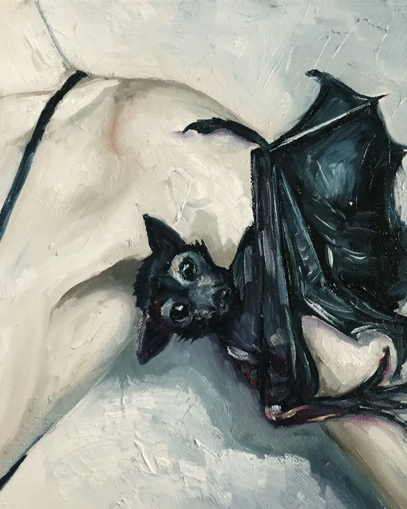 Летучая мышь. Картина маслом 30×30 см — 30×30 см